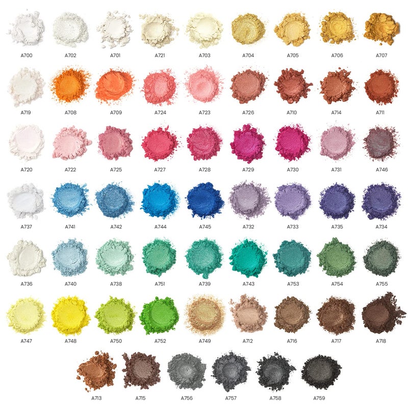 ARTEZA Mica Powder for Epoxy Resin, Set of 60, Assorted Colors, 0.18 oz Bottles, Mica Powder for Candle Making and DIY Crafts - Image 2